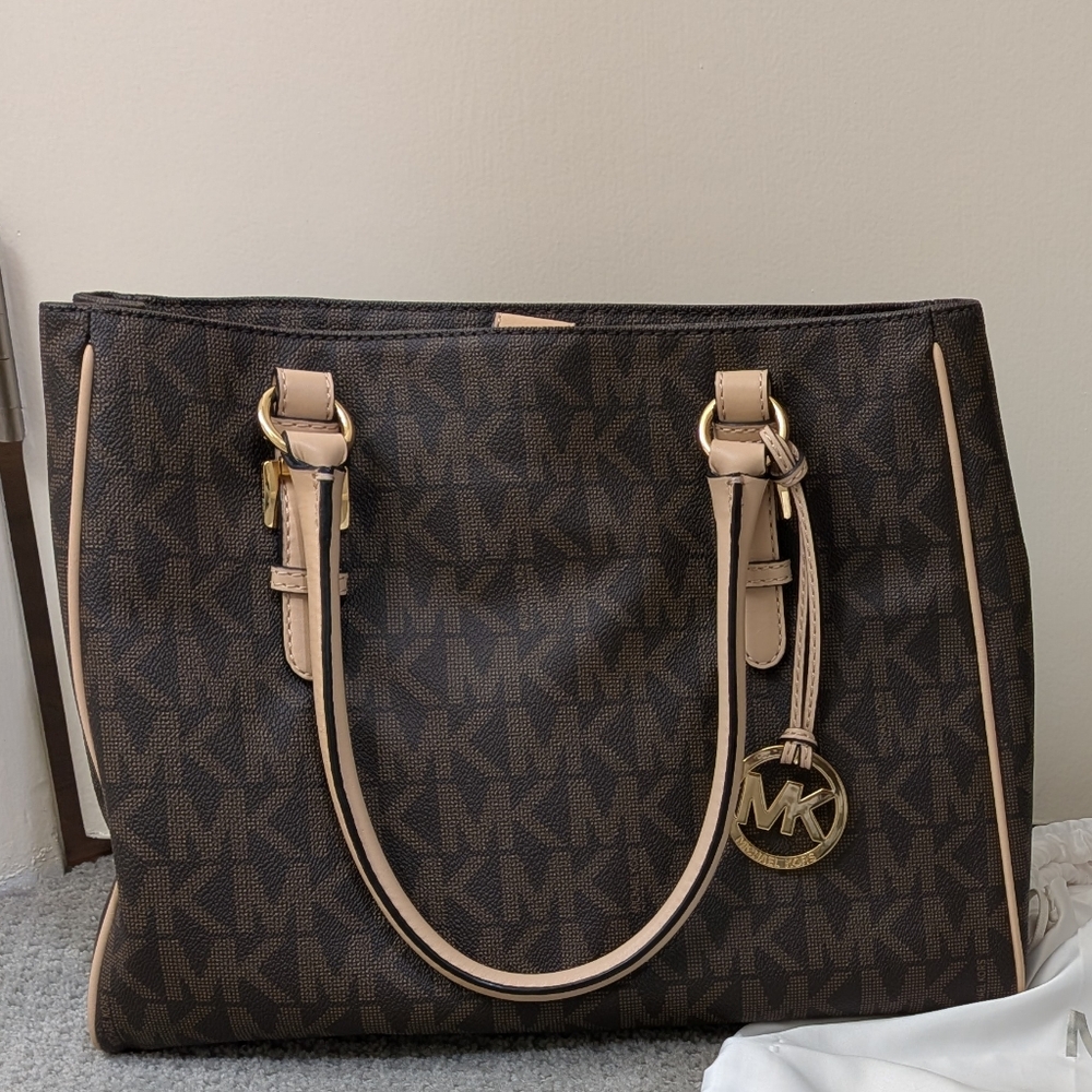 Michael Kors Brown Tote with Gold-Tone Hardware